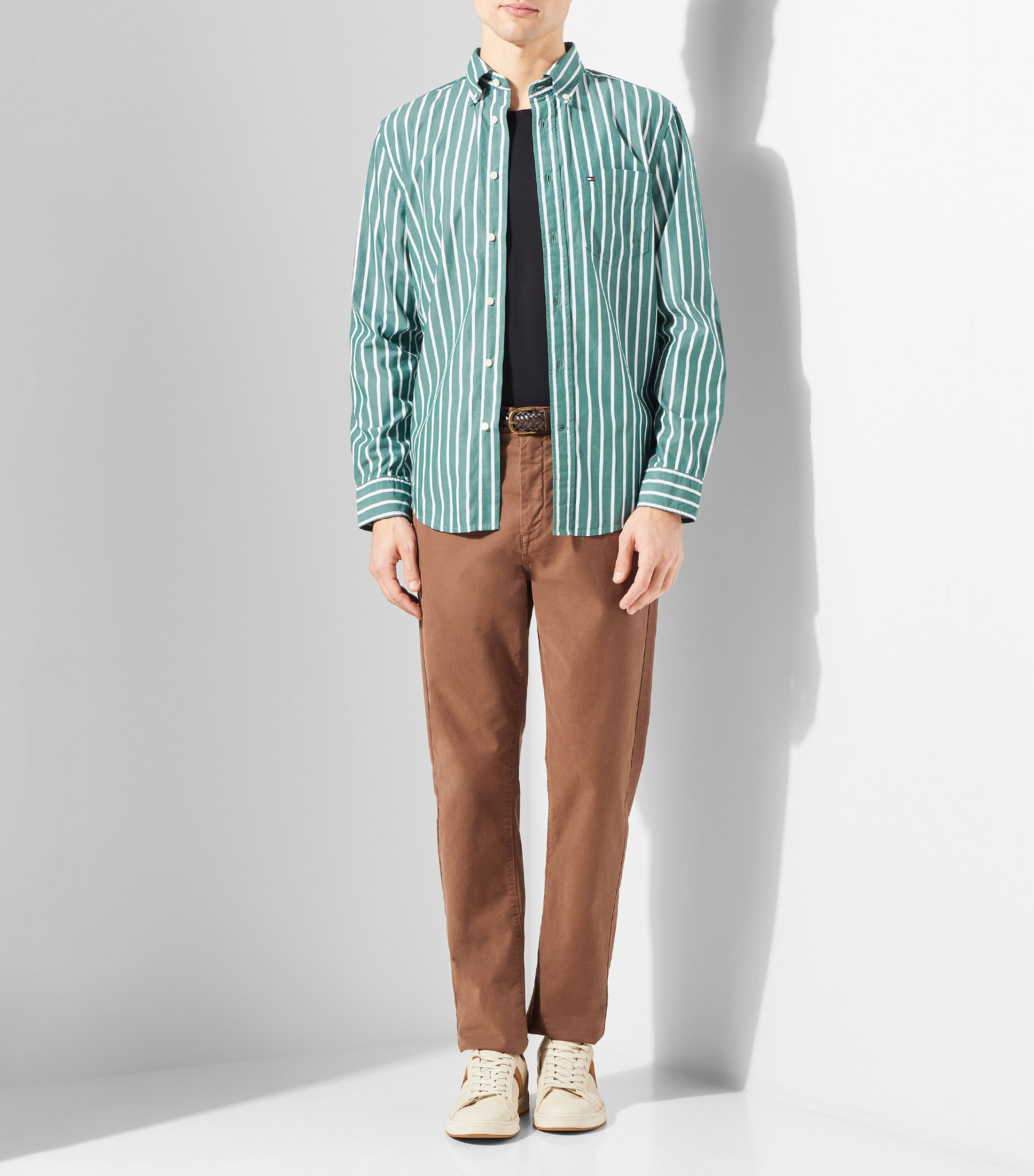 Camisa con rayas manga larga Hombre